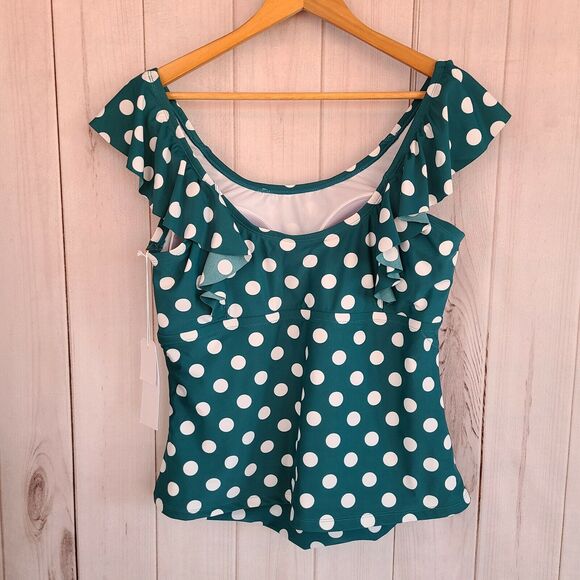 Lysa Swim Polka Dot Ruffled 2 Piece Swimsuit Size Women's‎ Plus 16W NWT - Picture 7 of 12